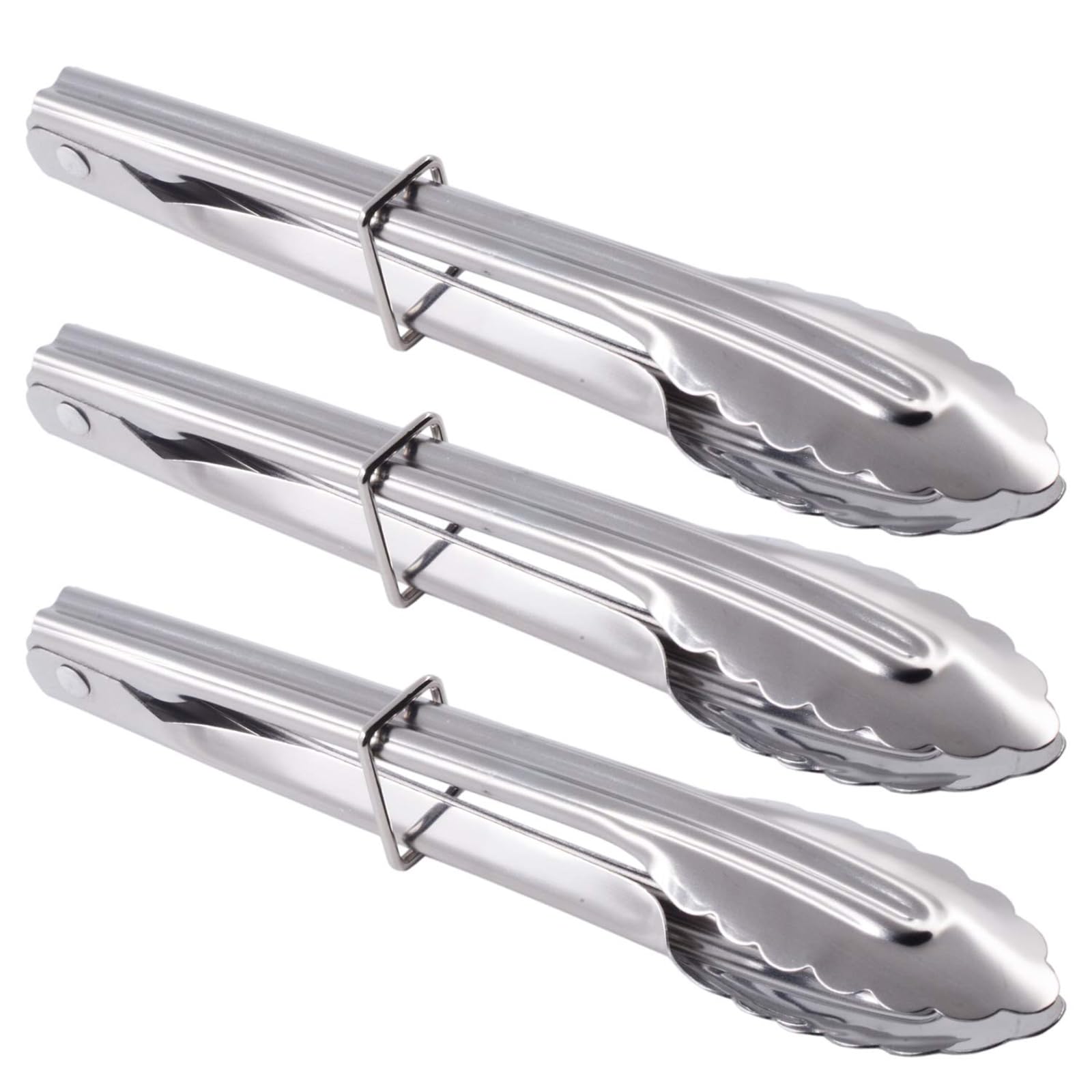 3 Pieces Mini Stainless Steel Serving Tongs Small Metal Tongs for Serving Food Cooking Salad Grilling,Salad Servers,Salad Tongs(7-Inch)