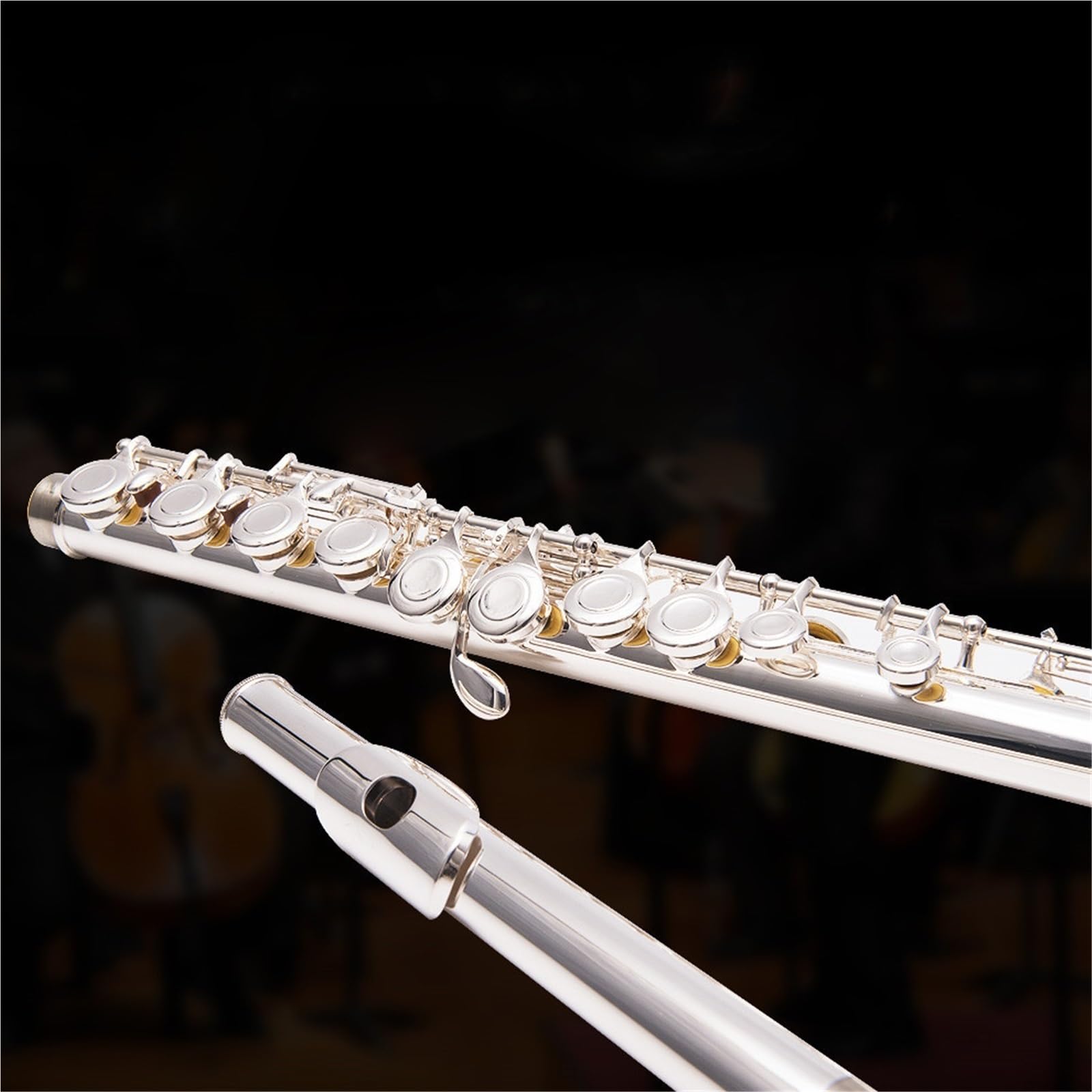 Flûte Performance Professionnelle Instrument De Flûte À Trou Ouvert À 17 Trous Clé E En Cuivre Blanc Clé C Avec Clé E Plaquée Argent Pour Des Performances Graduées(A)