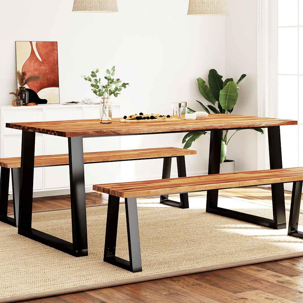 vidaXL Mesa de Comedor con Borde Vivo Madera Maciza Acacia 180x90x75cm