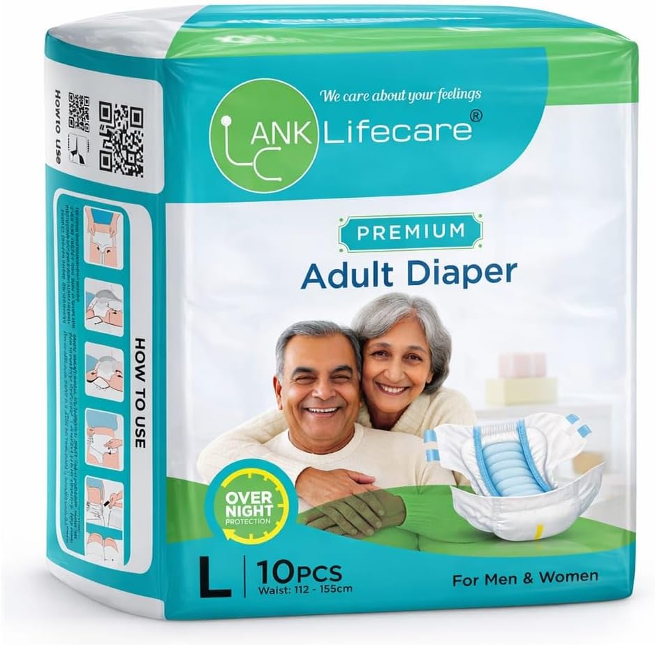 Adult Diaper Large (44-61 inch) for Men & Women Unisex Tape Style