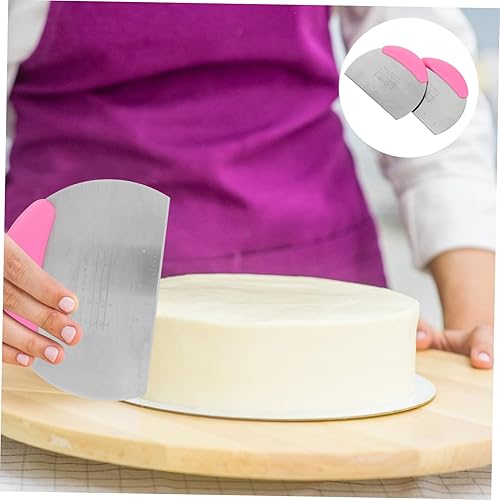 Miniatura 3 de Hemoton 2 herramientas para parrilla de masa de pizza, 2 piezas, raspador de masa de acero inoxidable, cortador de masa de pasteles, raspadores para