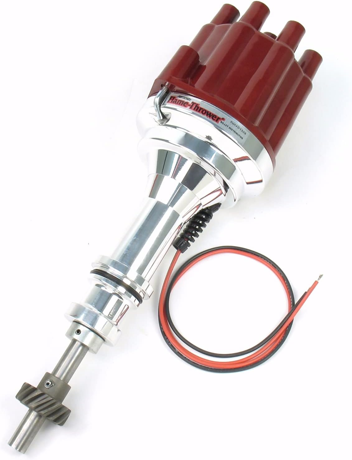 Pertronix D7132801 Flame-Thrower Non Vacuum Red Cap Billet Electronic Distributor with Ignitor III Technology for Ford 351C