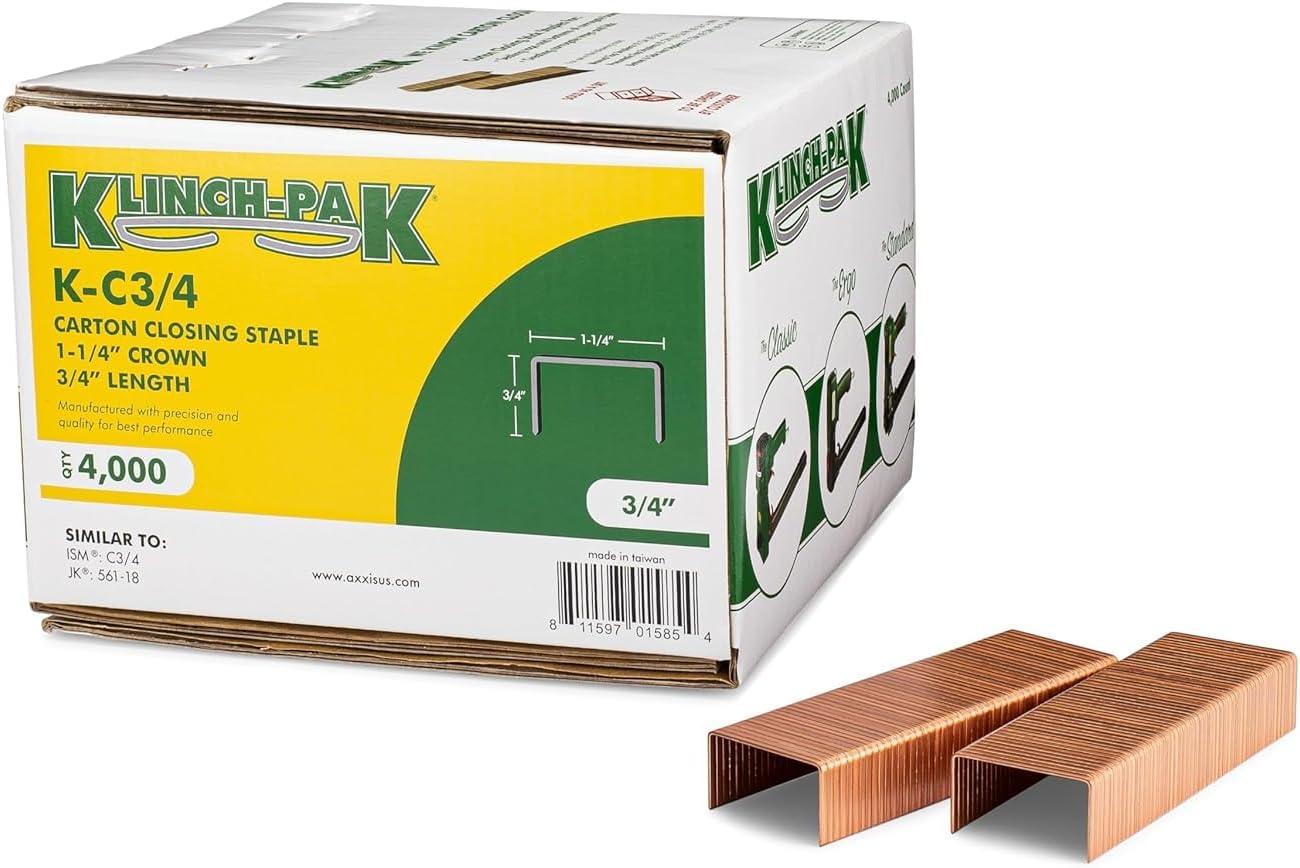 KP-561M 1-1/4" Crown Manual Carton Closing Stapler with C-Series 3/4-Inch Staples, for Heavy-Duty High Demand Carton Closing