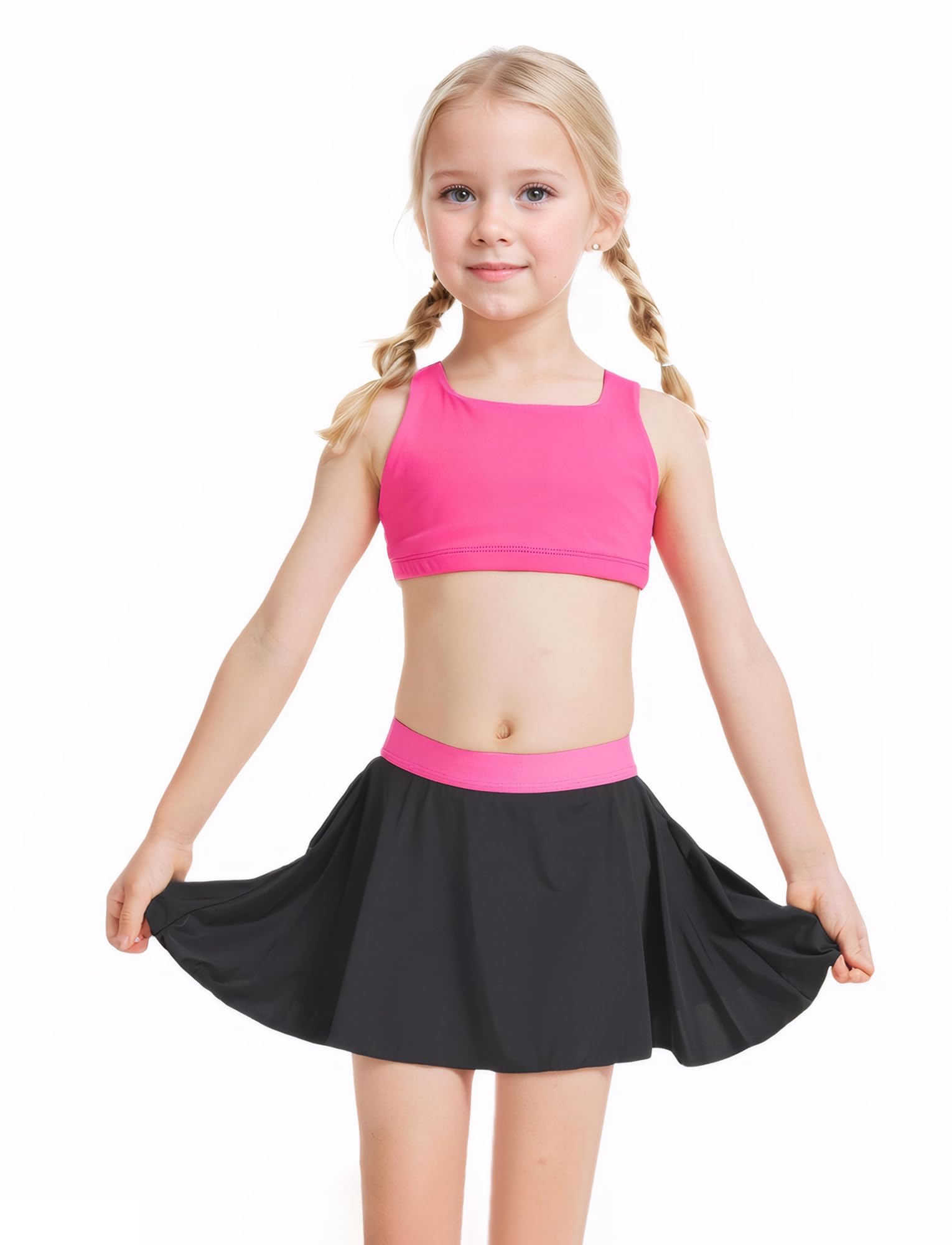 SEAUR Sport Bustier Mädchen Fitness Bralette Yoga BH Crossover Kinder Crop Tank Top Schnell Trocknend 2er 5-13 Jahre