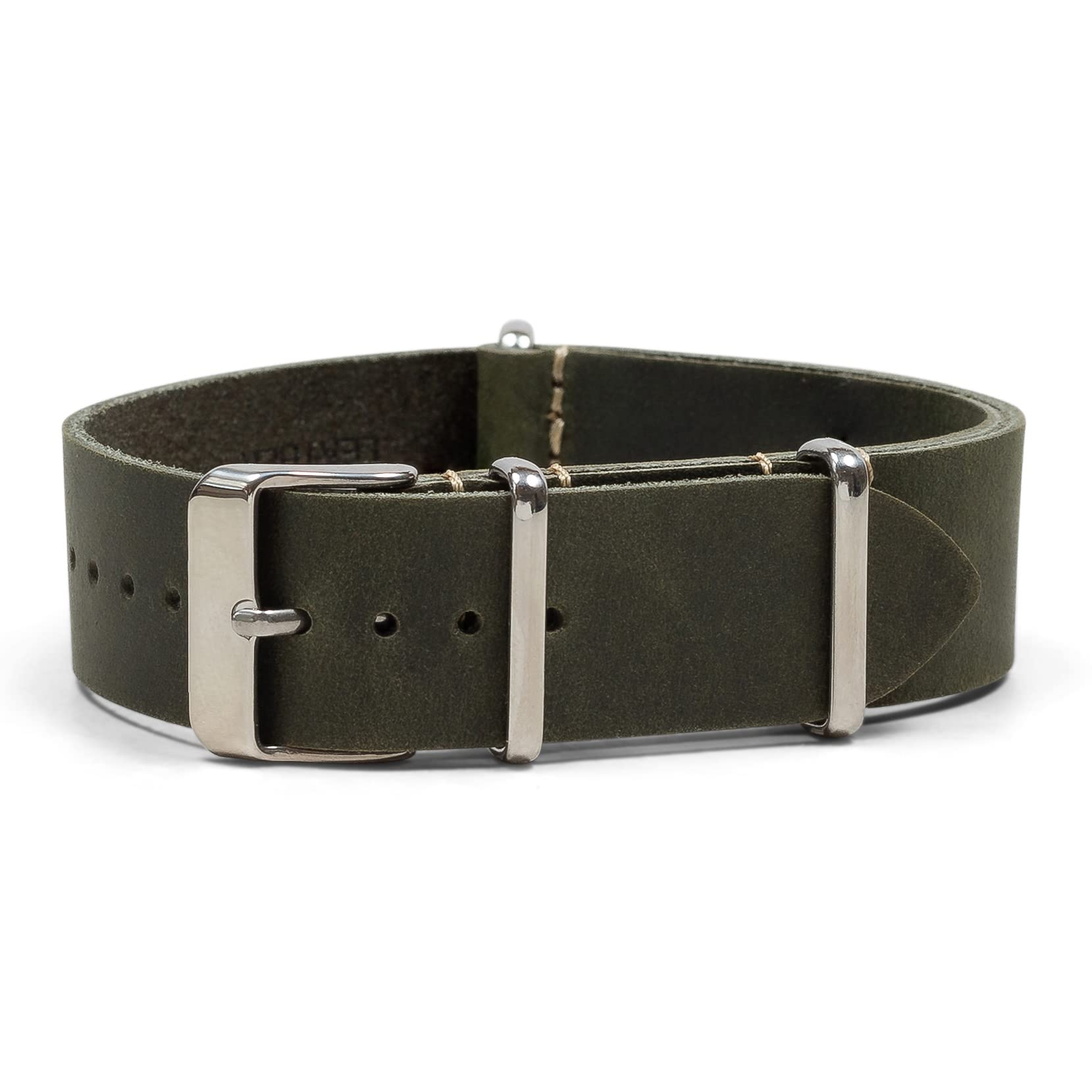 Benchmark BasicsLeather Watch Band - Crazy Horse Oiled Leather One-Piece Watch Straps for Men & Women - Choice of Color & Width - 18mm, 20mm, 22mm or 24mm