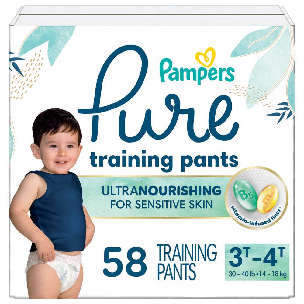 Pampers Pure Protection Training Underwear, Unisex, Size 3T4T, 58 Count, Premium, Hypoallergenic, Soft, Absorbent