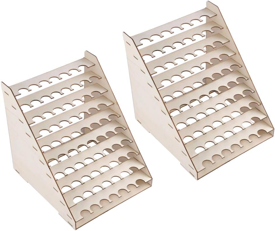 2pcs Wooden Paint Rack epoxy Tools Storage Box Organizer Holder 75 Holes