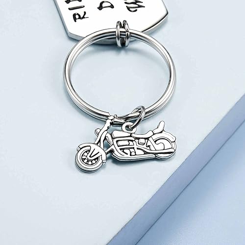 Miniatura 4 de SUNSH Ride Safe Daddy - Llavero con texto en inglés We Love You para hombres, papá, motero, motociclista, regalos para padre de hijahijo, plateado