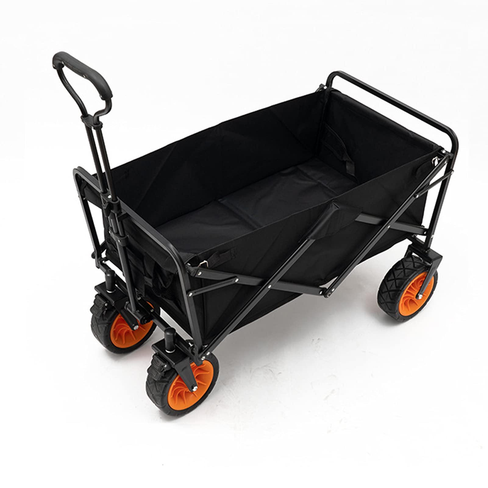 Generisch Dieser Faltbare Bollerwagen, Picknick-, Camping- und Gartenwagen mit Doppelbremse, Strandwagen, Schubkarren für Camping, Garten und Strand, Rot (Schwarz)
