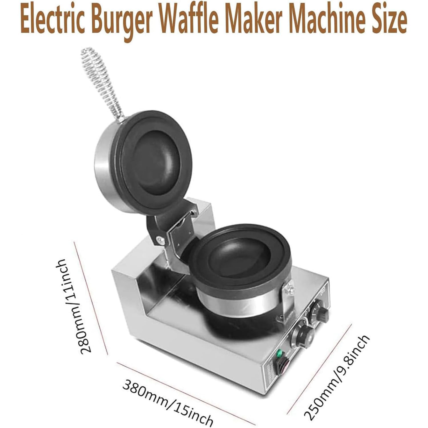 Elektryczny gofrownica do burgerów, elektryczny opiekacz do kanapek, nieprzywierająca prasa do hamburgerów Panini, wypiekacz do lodów ze stali nierdzewnej, 1300 W do użytku domowego
