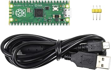 Waveshare Raspberry Pi Pico Microcontroller Board with RP2040 Chip, Dual-core Arm Cortex M0+ Processor, 264KB SRAM, 2MB Flash, 26x GPIO, SPI, I2C, UART, PWM, ADC, USB 1.1, Includes Header and Cable