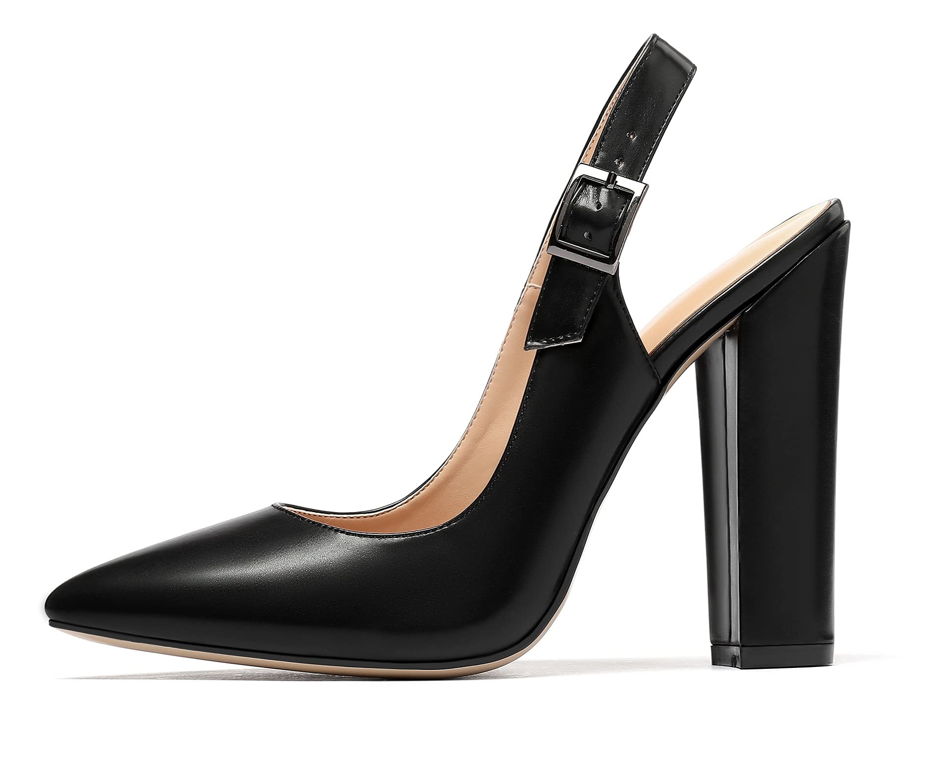 MettesallyWomen's Pointed Toe High Heels Pumps Ankle Strap Slingback Sandals