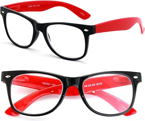 Miniatura 8 de V.W.E. 2 pares de anteojos de lectura transparentes de color neón de lujo, cómodos y elegantes para lectores simples