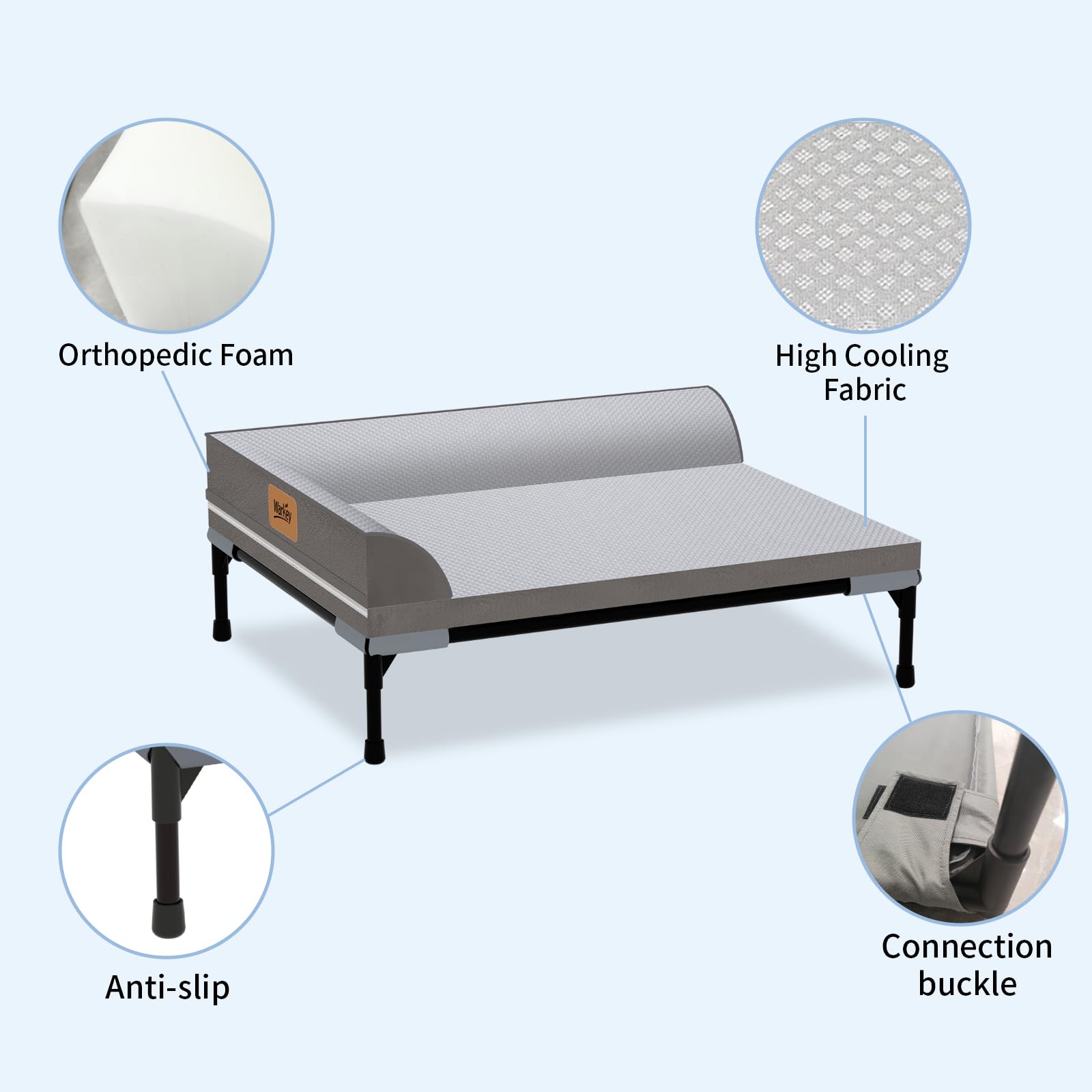 WARKEY Elevated Cooling Dog Bed, Orthopedic Pet Bed for Medium Dogs, Removable Washable Cover, Indoor & Outdoor Raised Pet Bed with Breathable Mesh, Size: 42"*30"*7" - image 2
