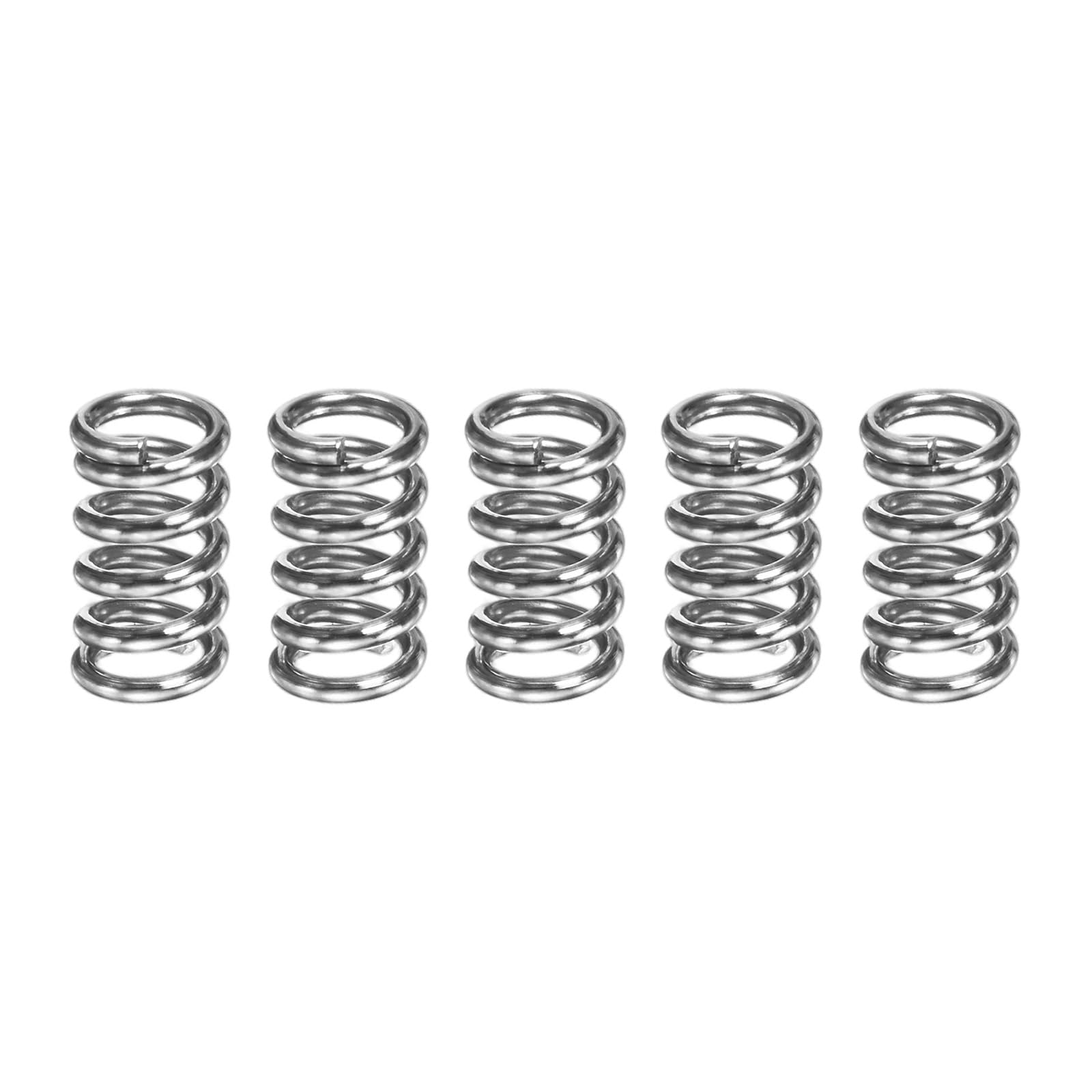 M METERXITY 5-Pack Compression Springs, 10mm Length 6mm OD 304 Stainless Steel Pruner Replacement Springs for Garden Tool/DIY/Mechanical Repair Replacement [Silver Tone, 1mm Wire Size]