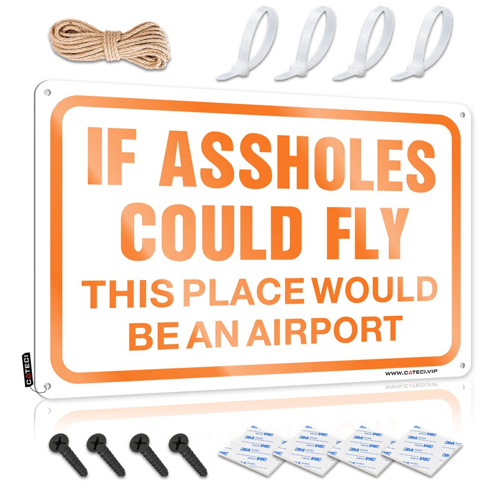 STWNVOITV Funny Coffee Signs If Assholes Could Fly This Place Would Be An Airport Sign Tinsign Decor Metal Decor For Home Bar(30X40CM)
