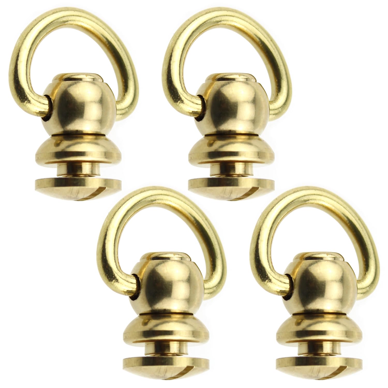 4PCS Brass Rivet 360 Swivel D Ring Brass D Shaped Global Head Rivet with Mounting Screw for Bag Belt Shoe Hat and Leather Craft-image-43