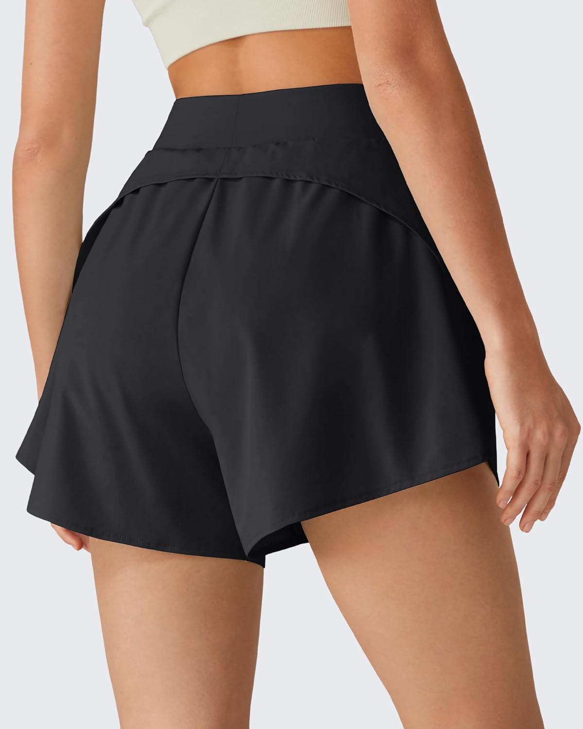 G4Free Chillwhisp Workout Shorts Women 2.5" A Line Elastic Waistband with Zipper Pockets for Running Casual Summer - Image 2