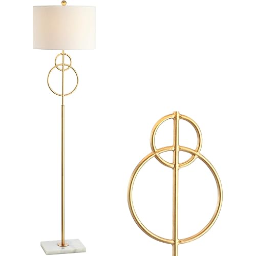 JONATHAN Y JYL1097A Haines 60" Modern Circle Marble/Metal LED Floor Lamp Classic,Glam,Transitional for Bedrooms, Living Room, Office, Reading, Gold