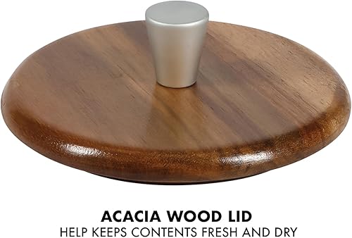 Miniatura 6 de Babish Bodega de sal de gres con tapa de madera - 4" X 3.5"