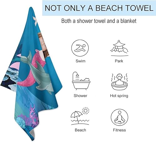 Miniatura 9 de Artsadd Toallas de playa personalizadas de princesa de microfibra para niños y niñas, toallas de baño de algodón personalizadas con foto cara y