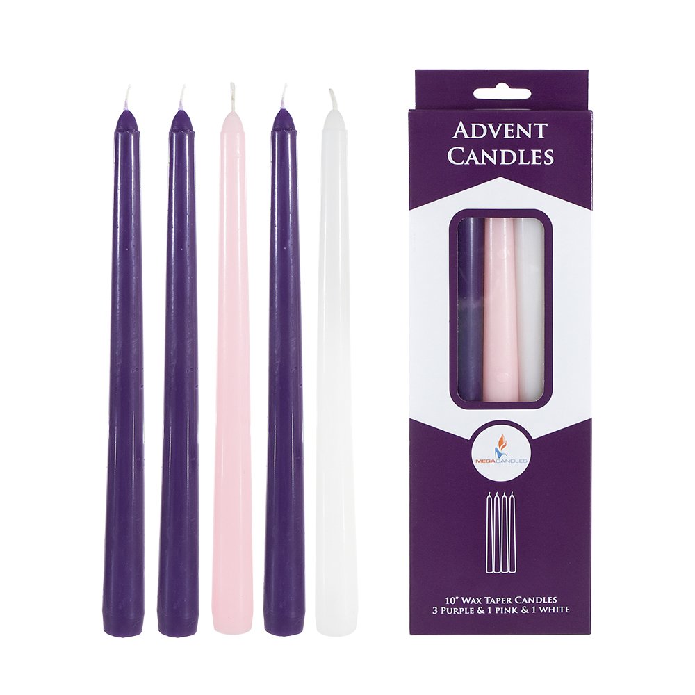 Mega CandlesUnscented 10" Advent Taper Candle, Set of 5