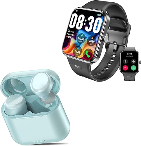 TOZO S4 AcuFit One Smartwatch Bluetooth Talk Dial Fitness Tracker Negro + T6mini auricular inalámbrico Bluetooth 5.3 Auriculares nueva actualización