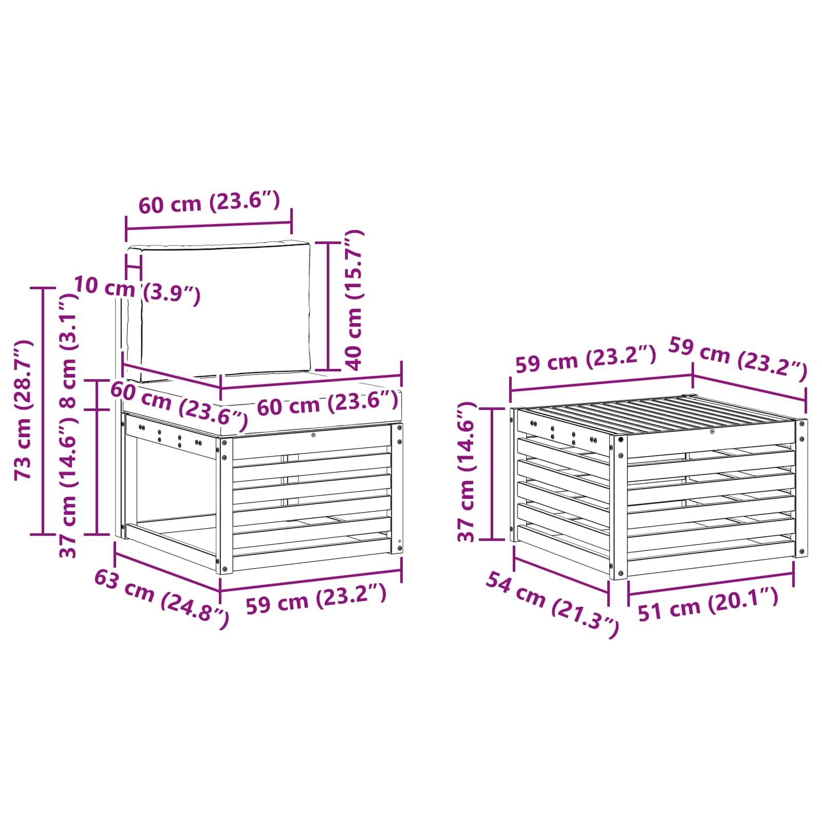 Sofagarnituren mit Kissen 9 pcs Massivholz Akazie moebelgarnitur moebelset wohnlandschaft sitzgruppe essgruppe Tisch Stuhl Bank Sofa Couch Sessel
