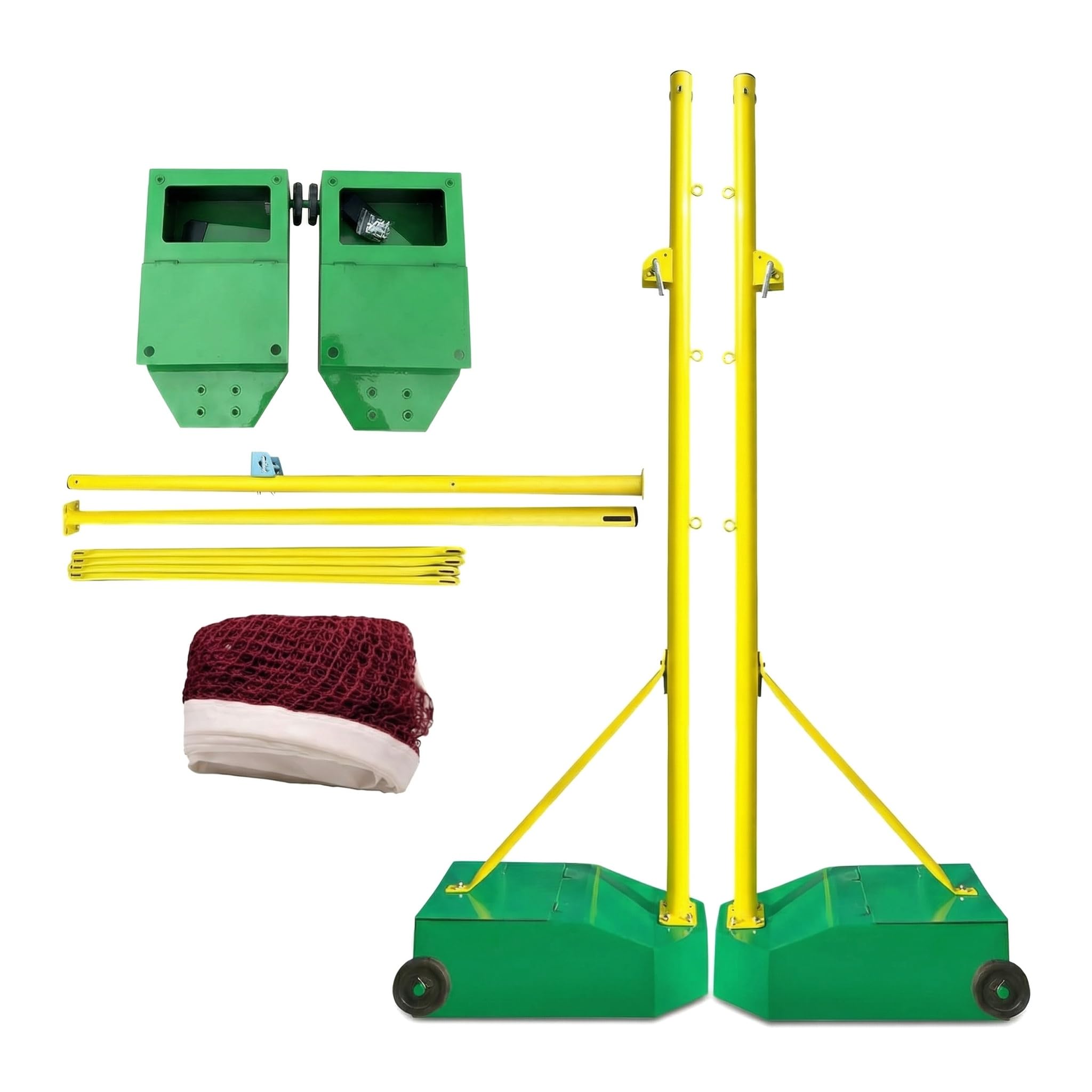 Set da Badminton Portatile con Rete, Ruote E Borsa per Il Trasporto, Griglia Professionale 2x2 Cm, Telaio in Acciaio Resistente per Uso Interno Ed Esterno, Adatto Ad Adulti E Ragazzi.