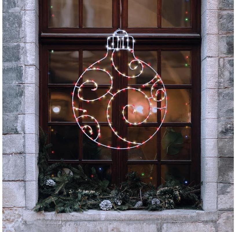 LED Ornament Window Silhouette for Christmas, Indoor/Outdoor, Lighted Double Sided