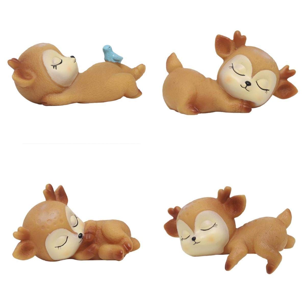 Figurines de cerfs endormis pour embellir facilement un petit jardin de fées