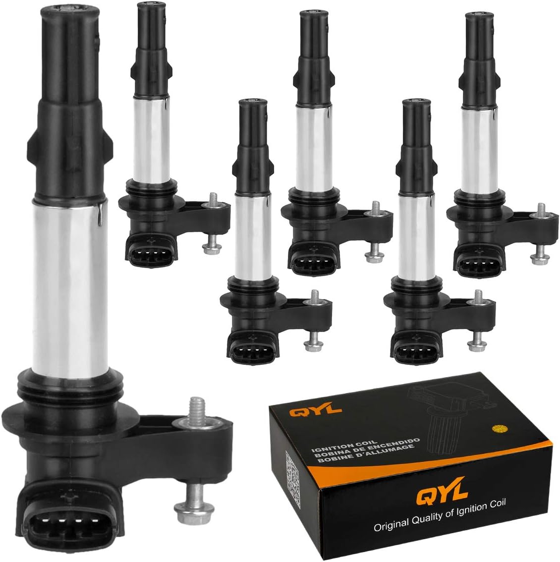 QYL Pack of 6Pcs Ignition Coils Replacement for Buick Allure LaCrosse Rendezvous / Cadillac CTS STS SRX UF375 D501C 12583514 C1508