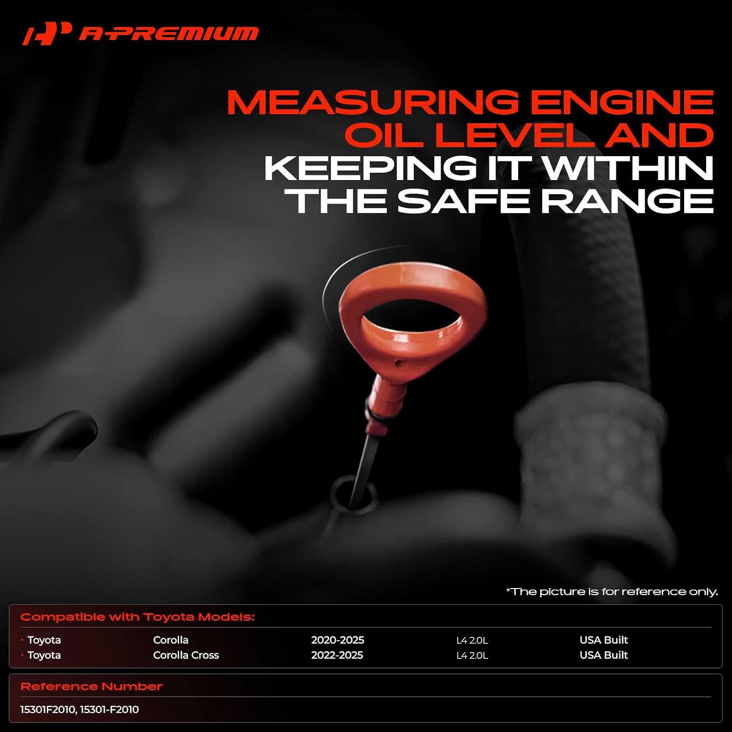 A-Premium 2.0L 4 Cyl Engine Oil Dipstick Compatible with Toyota Corolla 2020-2025, Corolla Cross 2022-2025, Engine Oil Measuring Rod Dip Stick