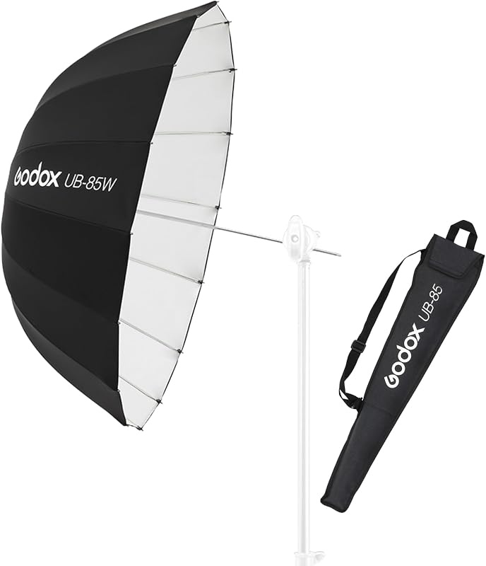 Godox UB-85W 33,5 ''parabólico reflectante blanco negro paraguas suave paraguas ligero de estudio