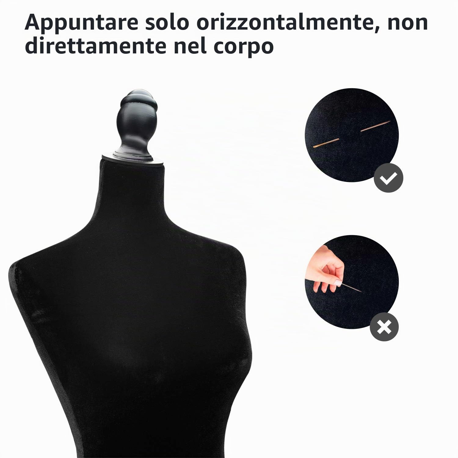 HOMCOM Manichino da cucito femminile regolabile a 130-168 cm con treppiede in legno 50 spille colorate per la fotografia di moda e l'esposizione di indumenti Nero