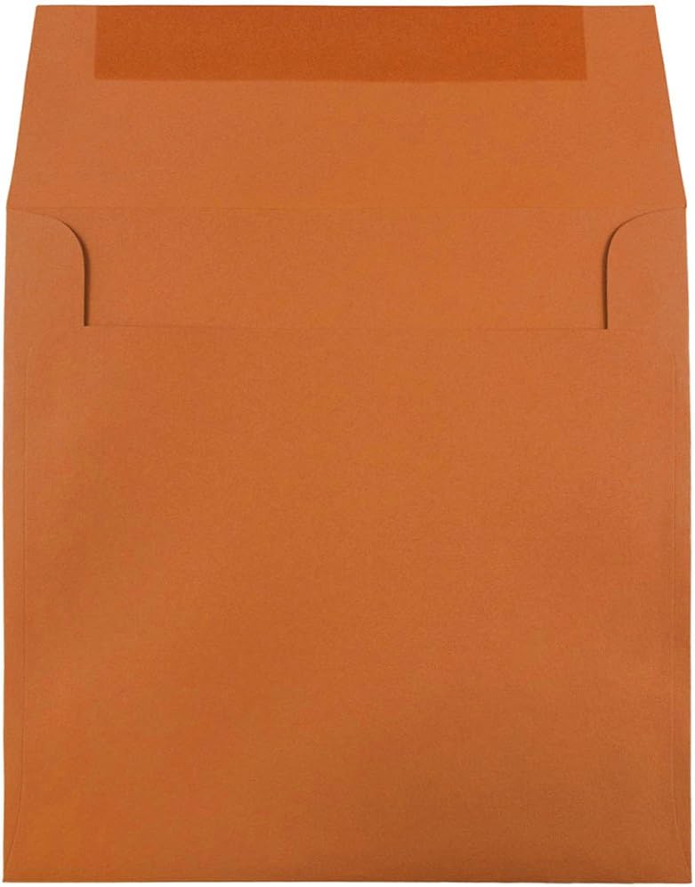 JAM PAPER 8.5 x 8.5 Square Premium Invitation Envelopes - Dark Orange - 50/Pack