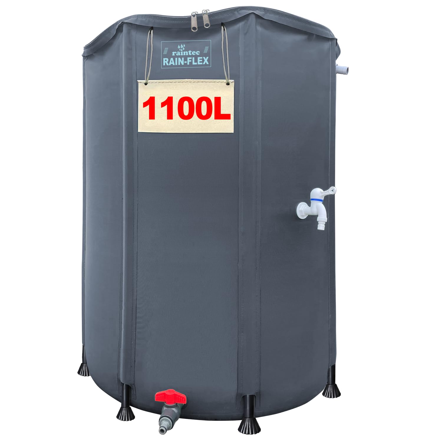 Rain-Flex 1100 l składany zbiornik na wodę 1100 l, antracytowo-szary, zbiornik na wodę, zbiornik na wodę deszczową 1100 l, zbiornik na wodę deszczową z kranem, zbiornik na wodę do ogrodu