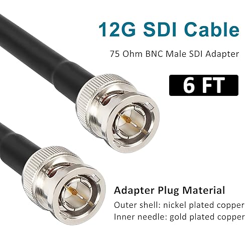 Miniatura 2 de XRDS -RF Cable SDI 12G de 6 pies, 2 unidades, cables de video SDI 3G6G12G 75ohm BNC Cable macho soporta HD-SDI3G6G-SDI4K8K para cámara de seguridad