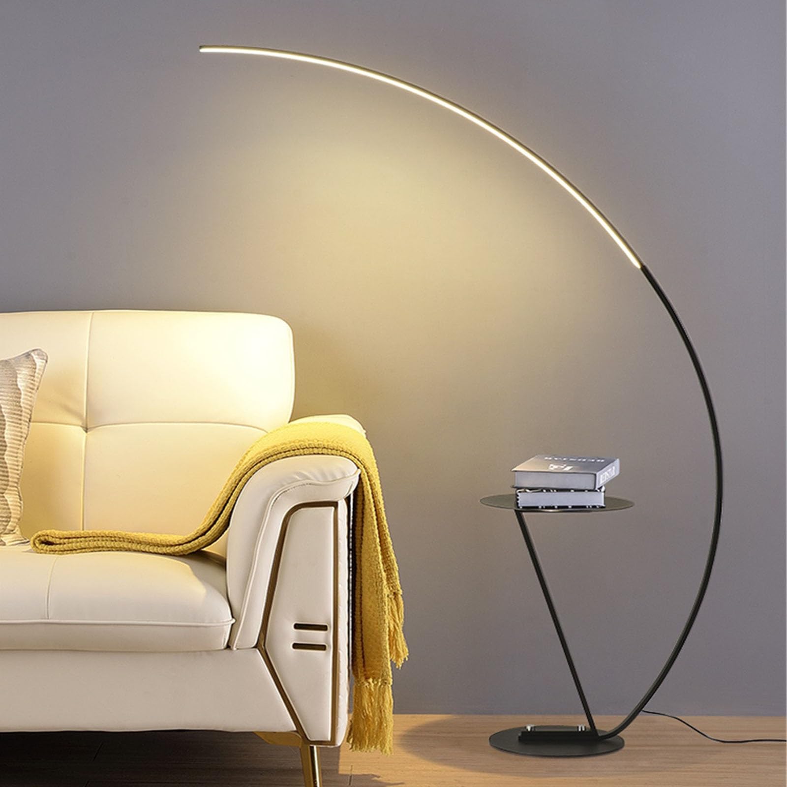 Luce da terra Lampada da terra ad arco for soggiorno, lampada con tavolo, contemporanea sopra il divano for camera letto e ufficio Lampada d'angolo