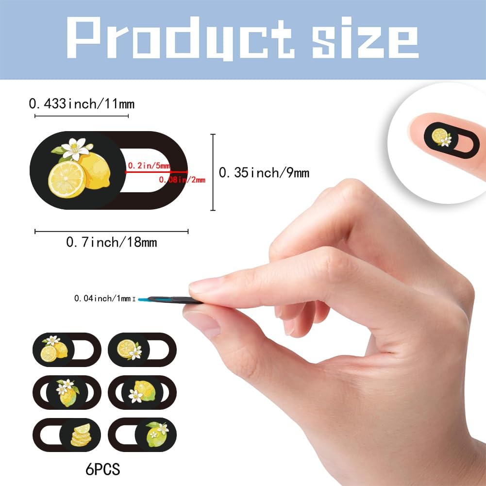 6Pcs 6 Styles Lemon Laptop Camera Covers Privacy Guard Accessories, 0.04 Inch Ultra Thin Webcam Cover Protector Blocker for Desktop Phone Computer Tablet Notebook Mini PC Home Office Use image 2