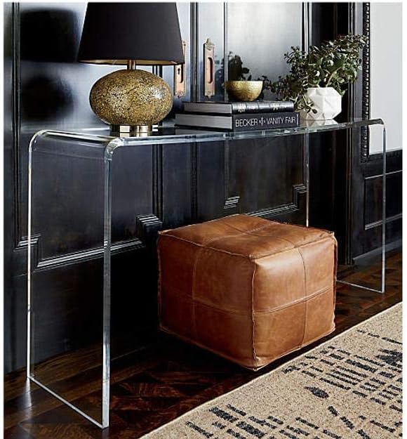 The Tannery Amazing Square Handmade Natural Leather Poufs Living Room Pouf, Moroccan Pouf Ottoman (ONLY Cover, 20x20x16 inch)