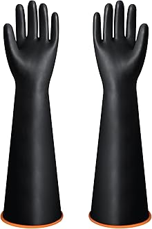 22" Chemical Resistant Gloves, Reusable Heavy Duty Long Rubber Glove, Waterproof Dishwashing Gloves for Men, Forearm Protection Resist Strong Acid, Alkali, Oil, XL Size