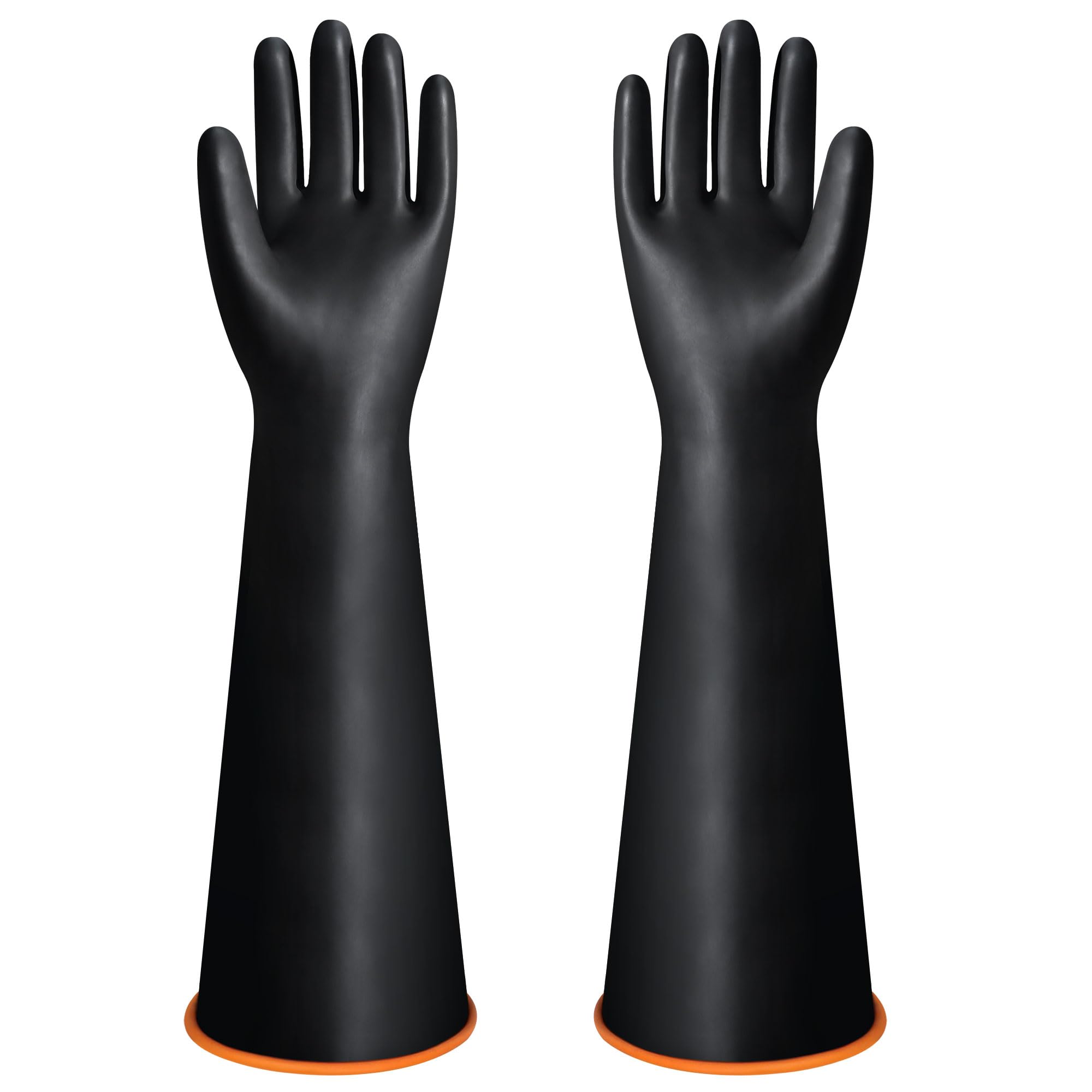 Latex Chemical Gloves Resistant Rubber PPE Industrial Safety Work Protective Long Gauntlets Gloves, 22" Black Heavy Duty Gloves, Resist Strong Acid, Alkali and Oil