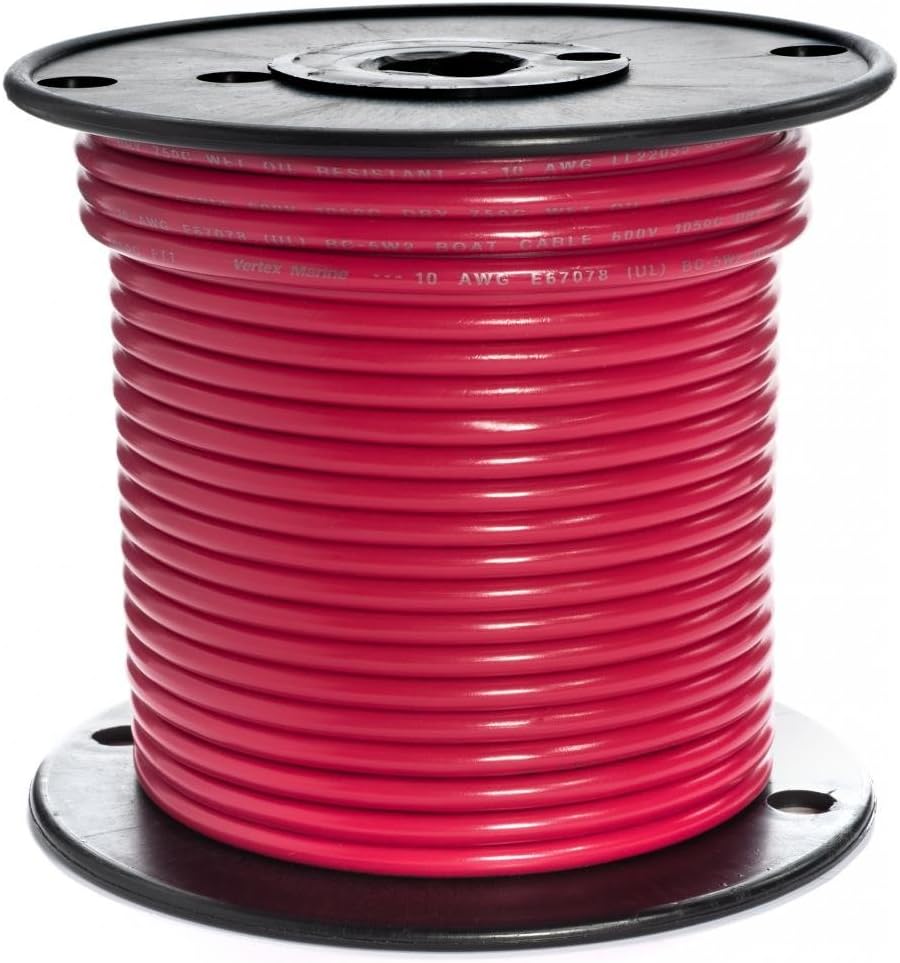 10 AWG (UL) Marine Grade Primary Tinned Copper Wire 600 Volts - Black - 100 Feet - Made in USA : Sports & Outdoors
