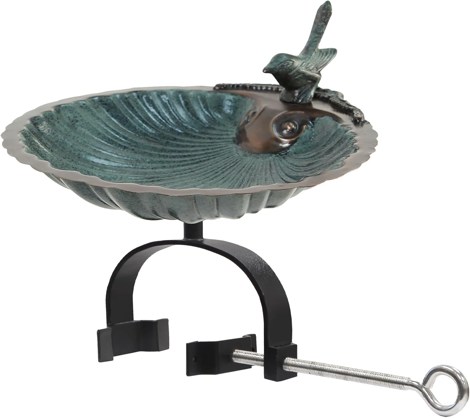 Scallop Shell Birdbath- Over Rail Bracket