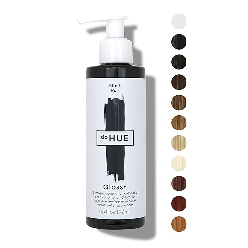 dpHUE Gloss+, Black - 6.5 oz - Colour-Boosting Semi-Permanent Hair Dye & Deep Conditioner - Enhance & Deepen Natural or Colour-Treated Hair - Gluten Free, Vegan - Black
