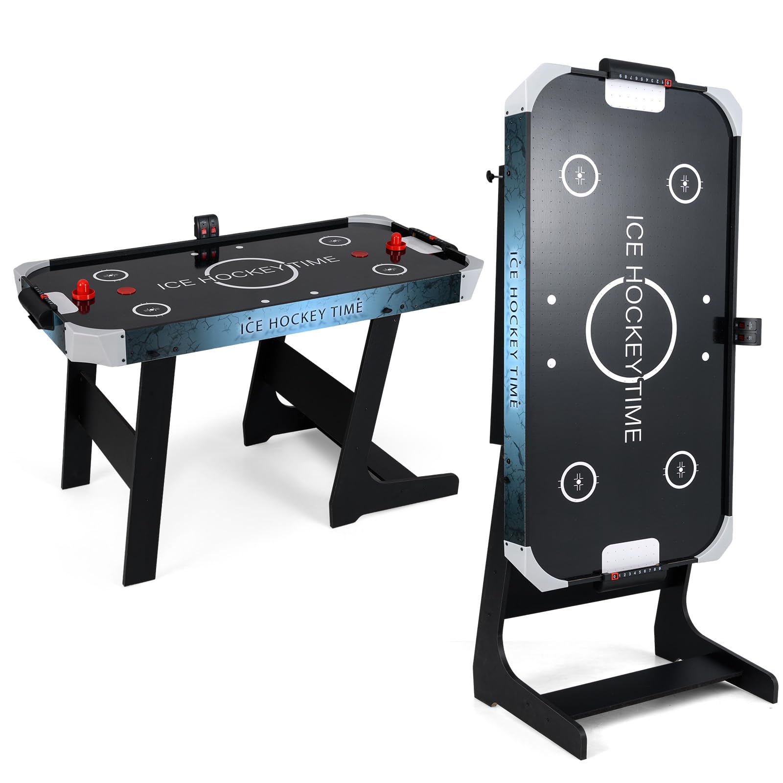 Goplus Foldable Air Hockey Table, 56 Inch Air Hockey Arcade Game Table with Digital LED Scoreboard, Powerful 12V Motor, 2 Pucks & 2 Pushers for Home,