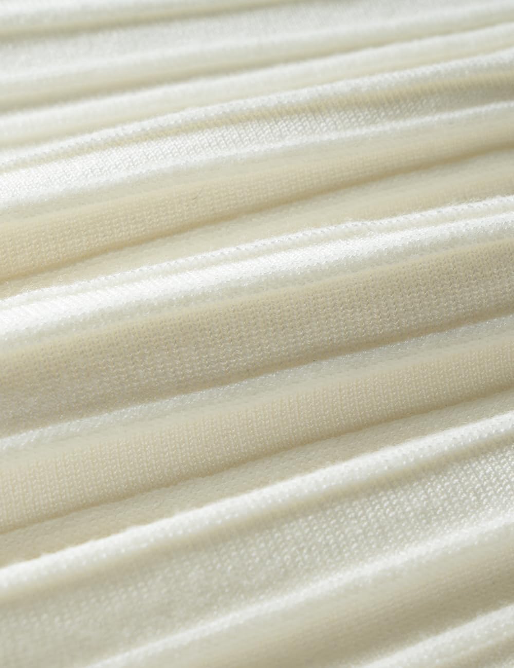 Women's White Elastic High Waist Knitted Lace Stitching Midi Skirt