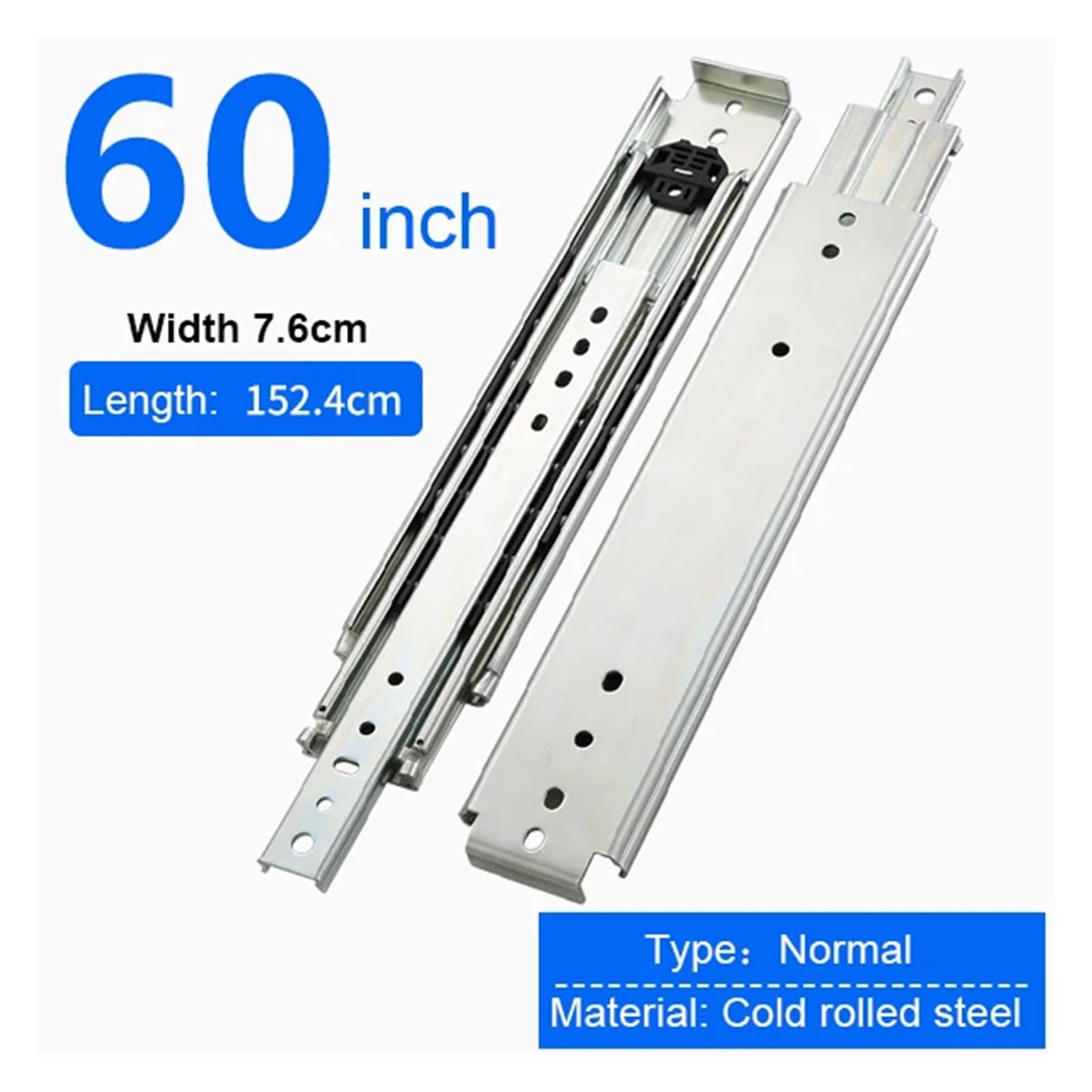 Guide for cassetti for carichi pesanti da 18"-60" - Capacità 500 libbre, Cuscinetto a sfere a estensione completa, Installazione semplice,1 pz(1524mm)