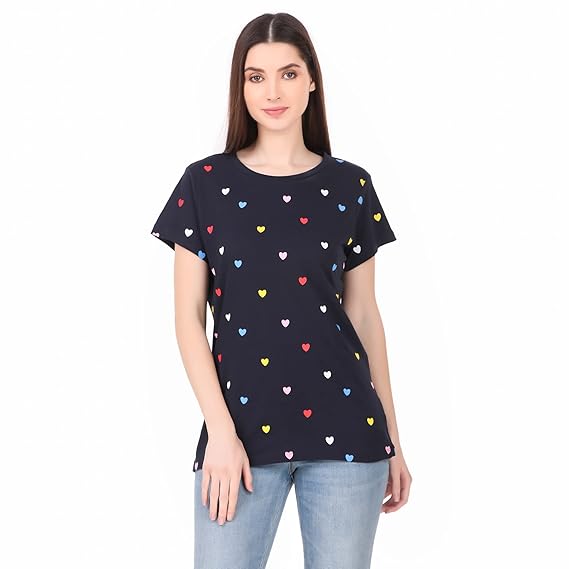 Stories.Label Ladies T-Shirts Tops for Women Western, Printed Cotton Tops for Girls Stylish in Regular Fit (Sizes S- 4XL)
